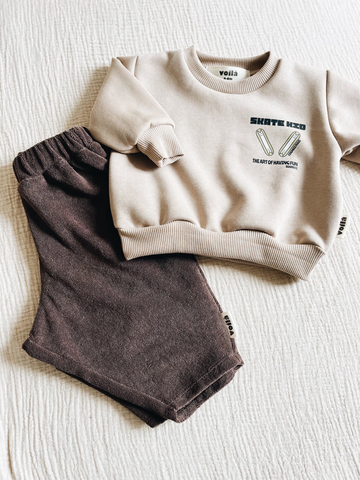 Sweat Beige Foncé "Skate kid"
