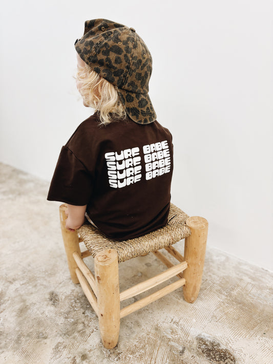 T-Shirt Oversize "Surf babe" - Chocolat Noir