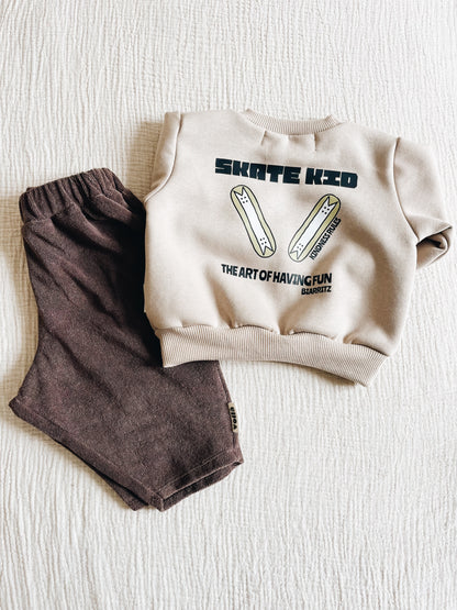 Sweat Beige Foncé "Skate kid"