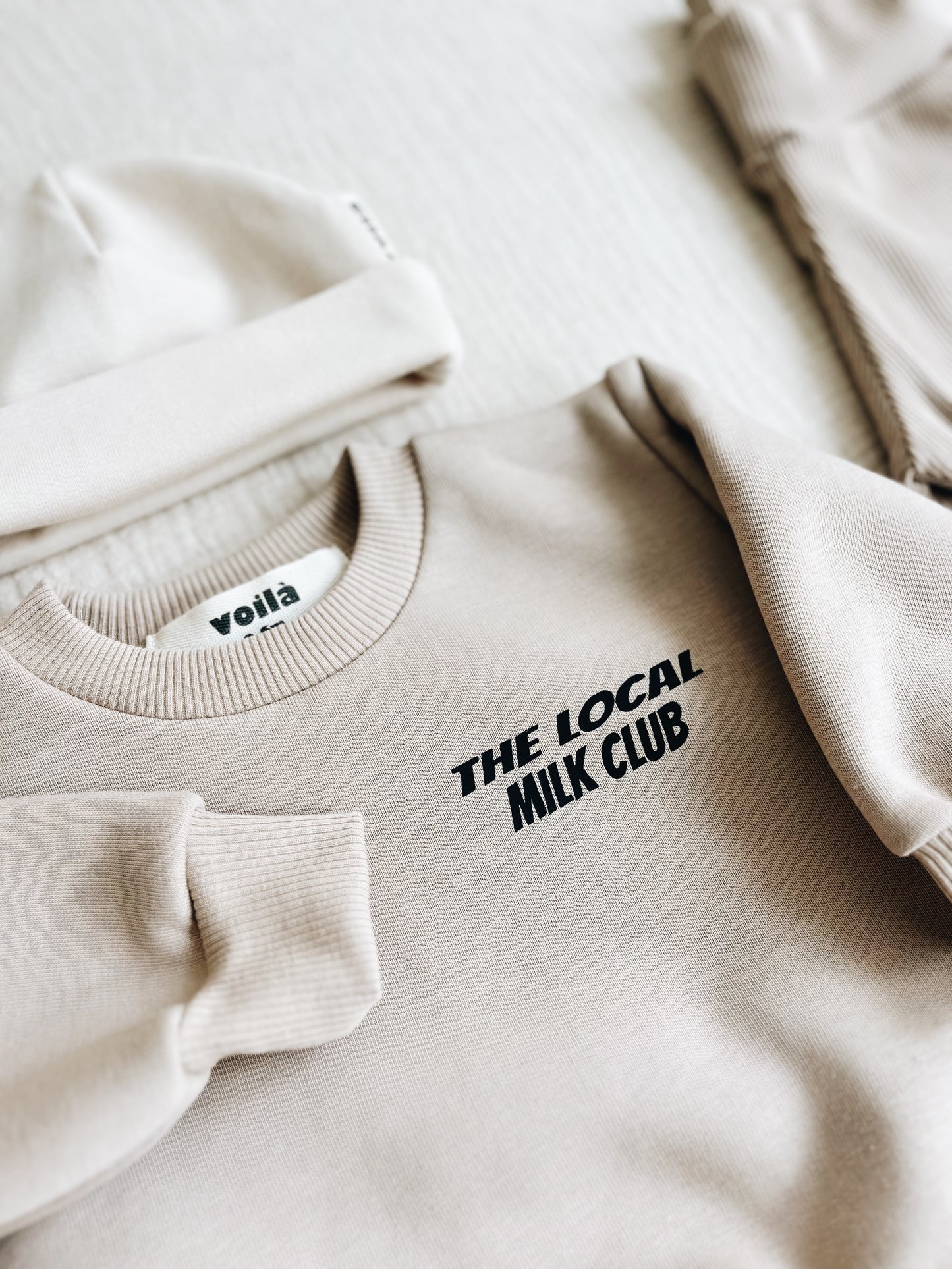 Sweat Beige Foncé  "The Local Milk Club" À Personnaliser