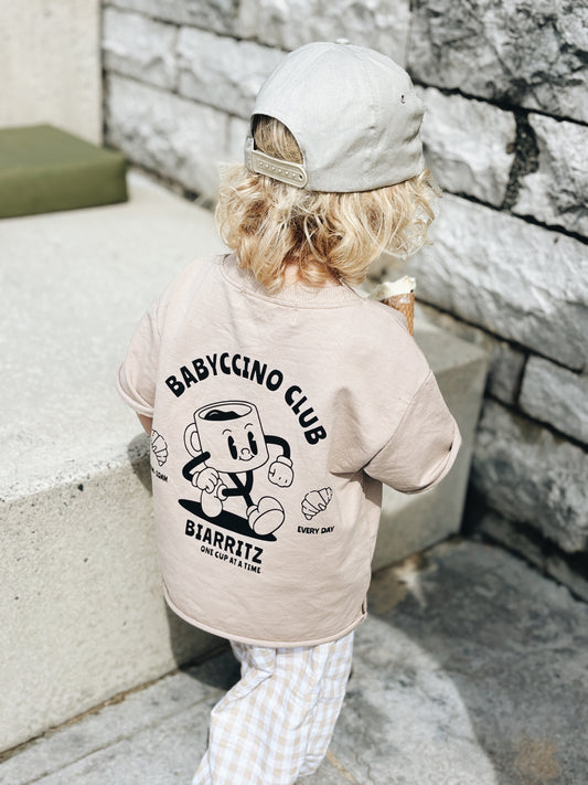 T-Shirt Oversize "Babyccino club" - Beige foncé