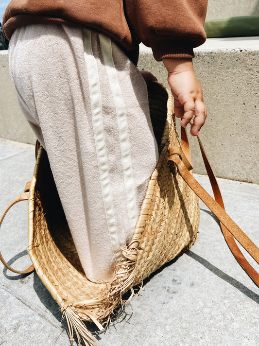 Pantalon Éponge À Double Bande - Beige Clair