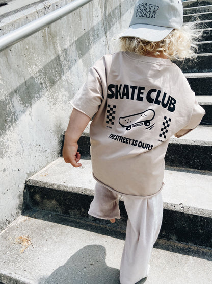 T-Shirt Oversize "Skate club" - Beige foncé