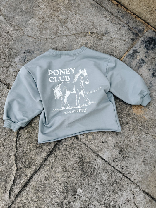 Sweat Léger "Poney Club" - Bleu Glacier