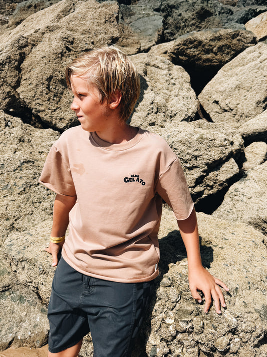 T-Shirt Oversize "Club Gelato" - Noisette