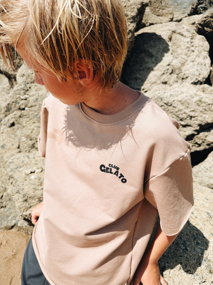 T-Shirt Oversize "Club Gelato" - Noisette