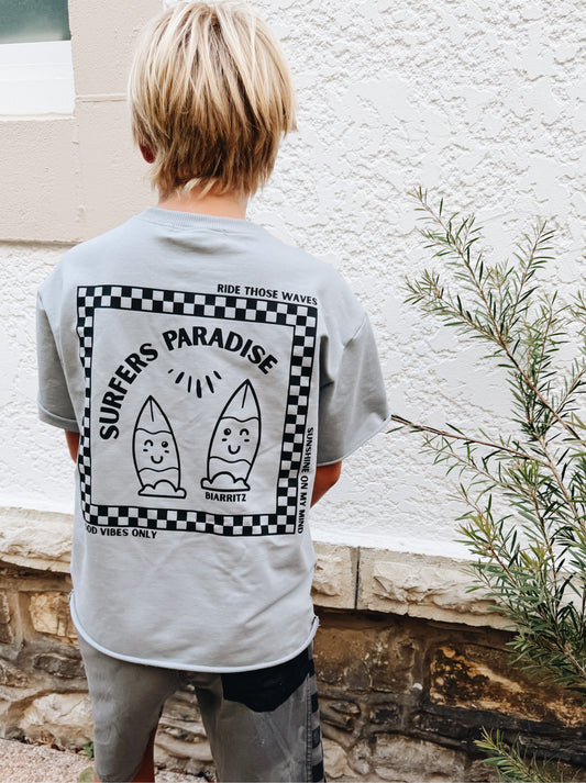 T-Shirt Oversize "Surfers Paradise" - Bleu glacier