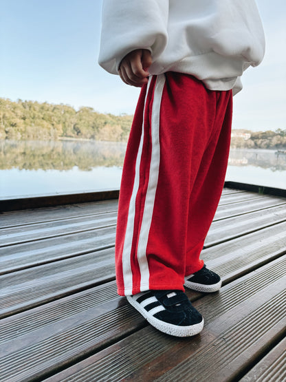 Pantalon Éponge À Double Bande - Rouge