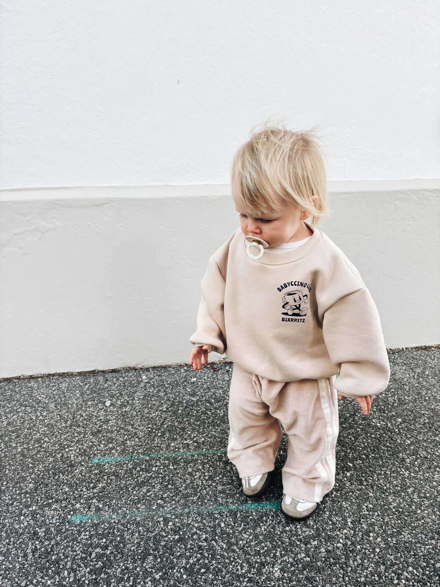 Pantalon Éponge À Double Bande - Beige Clair