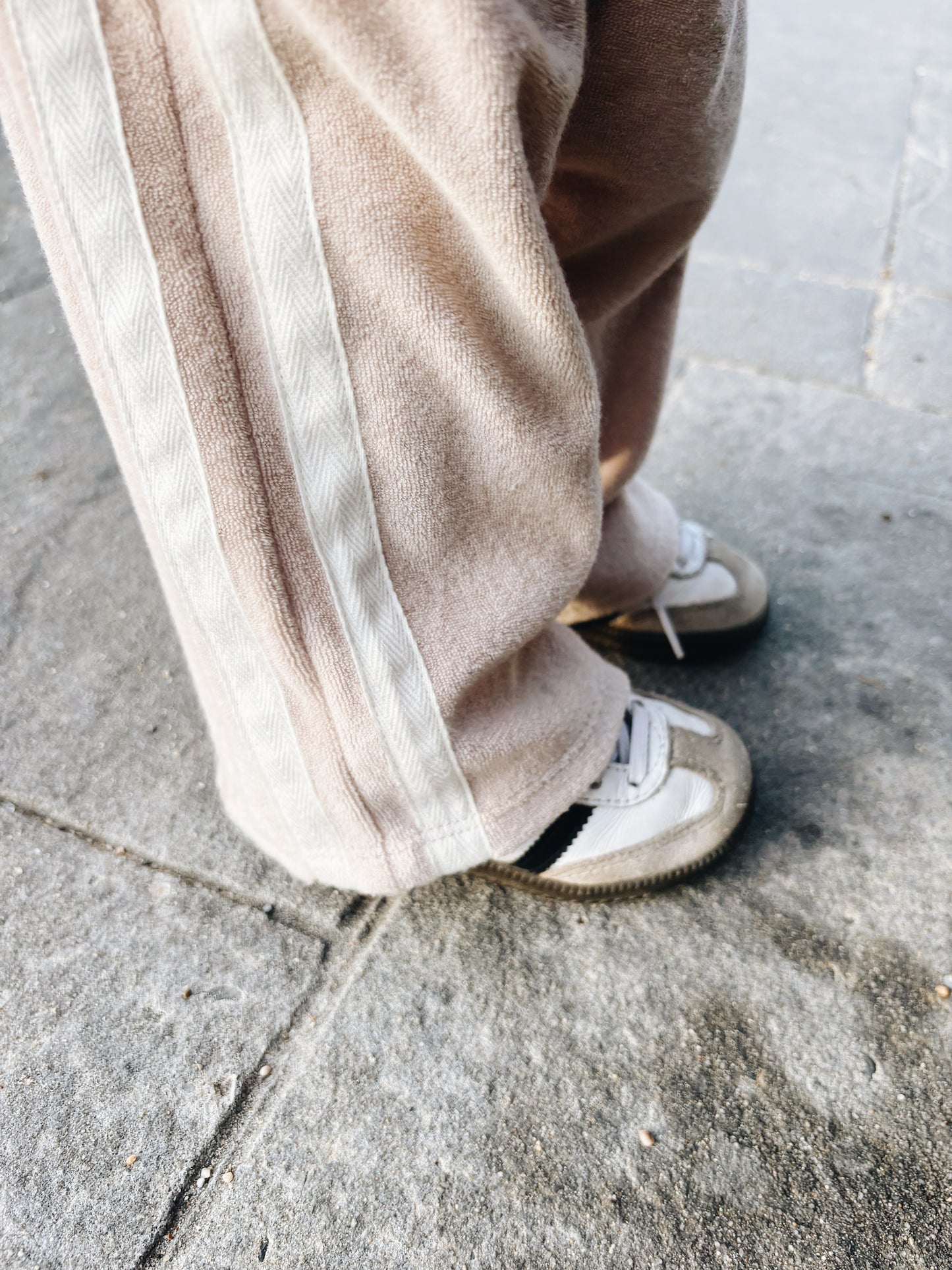 Pantalon Éponge À Double Bande - Beige Clair