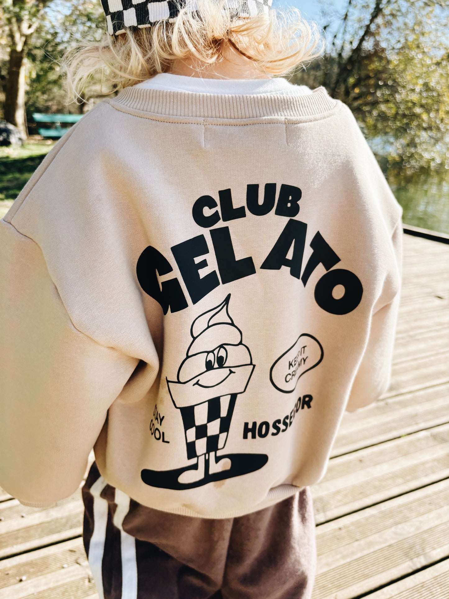 Sweat "Club Gelato" À Personnaliser - Beige Foncé