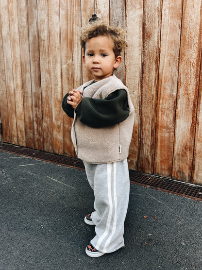 Pantalon Épais À Double Bande - Gris Chiné