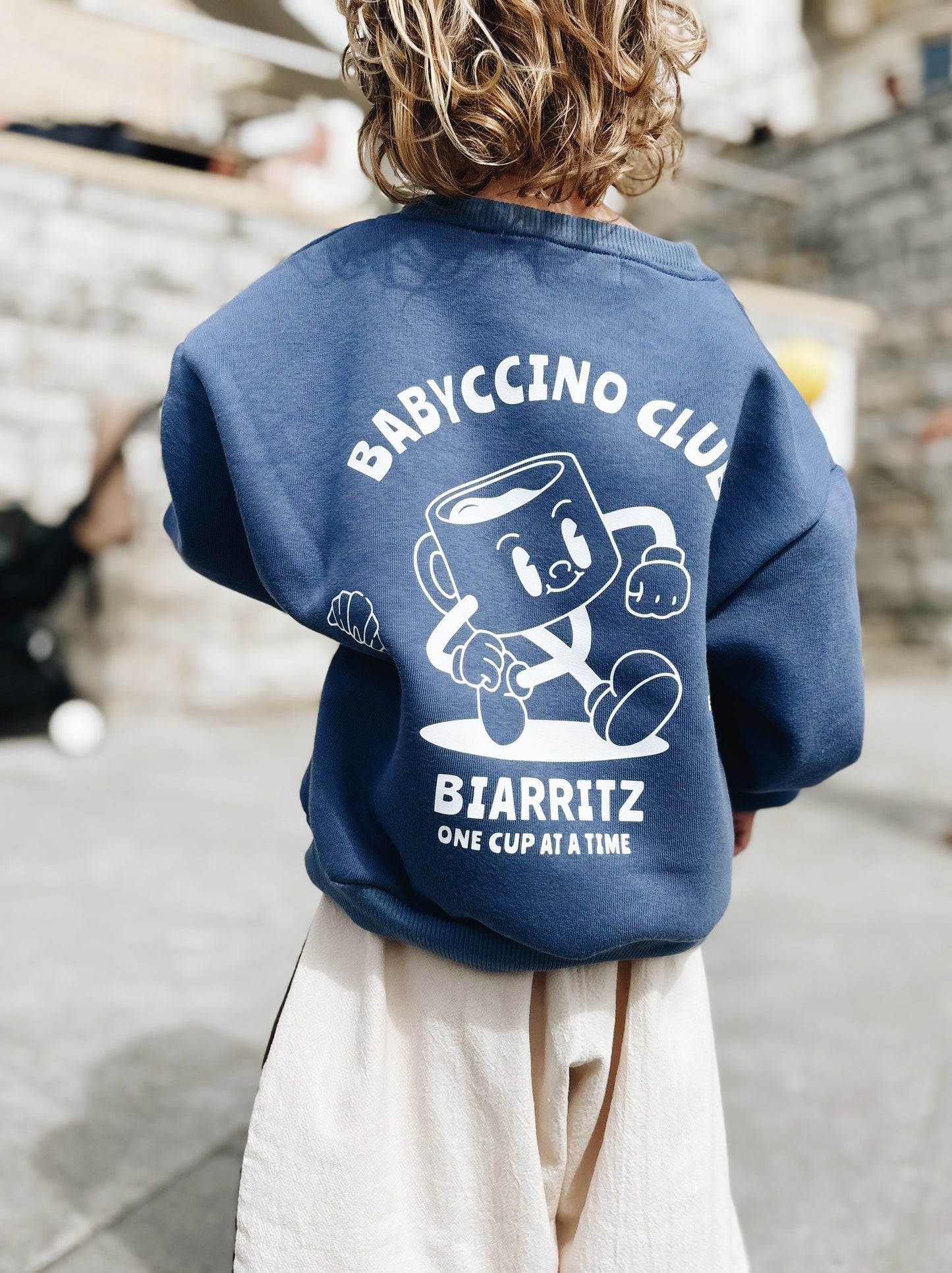 Sweat "Babyccino club" À Personnaliser - Bleu Encre