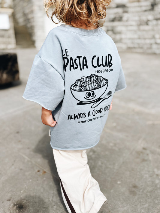 T-Shirt Oversize "Le Pasta Club" - Bleu glacier