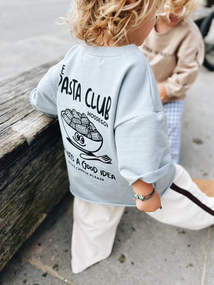 T-Shirt Oversize "Le Pasta Club" - Bleu glacier