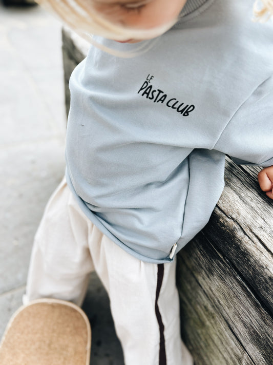 T-Shirt Oversize "Le Pasta Club" - Bleu glacier