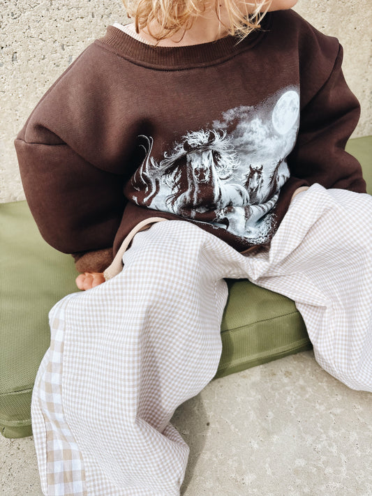 Sweat "Chevaux Du Désert" - Chocolat Noir