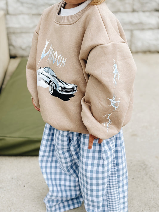 Sweat "Vrooom" - Beige Foncé