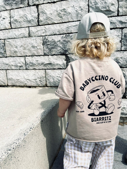 T-Shirt Oversize "Babyccino club" - Beige foncé