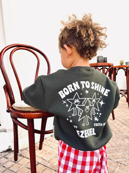 Sweat "Born To Shine" À Personnaliser - Vert foncé