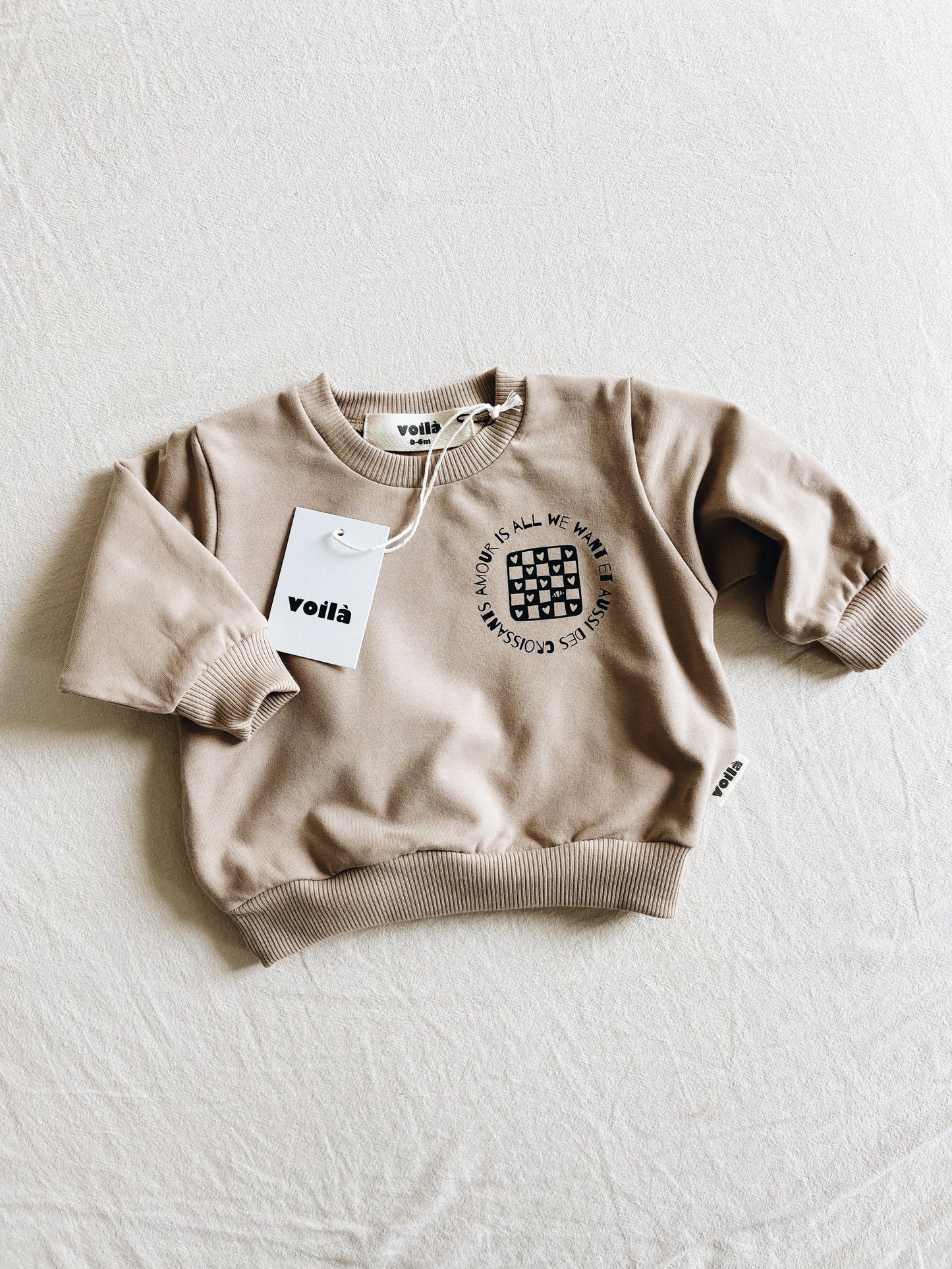 Cream Organic Cotton Sweatshirt "Future Surfer Biarritz"