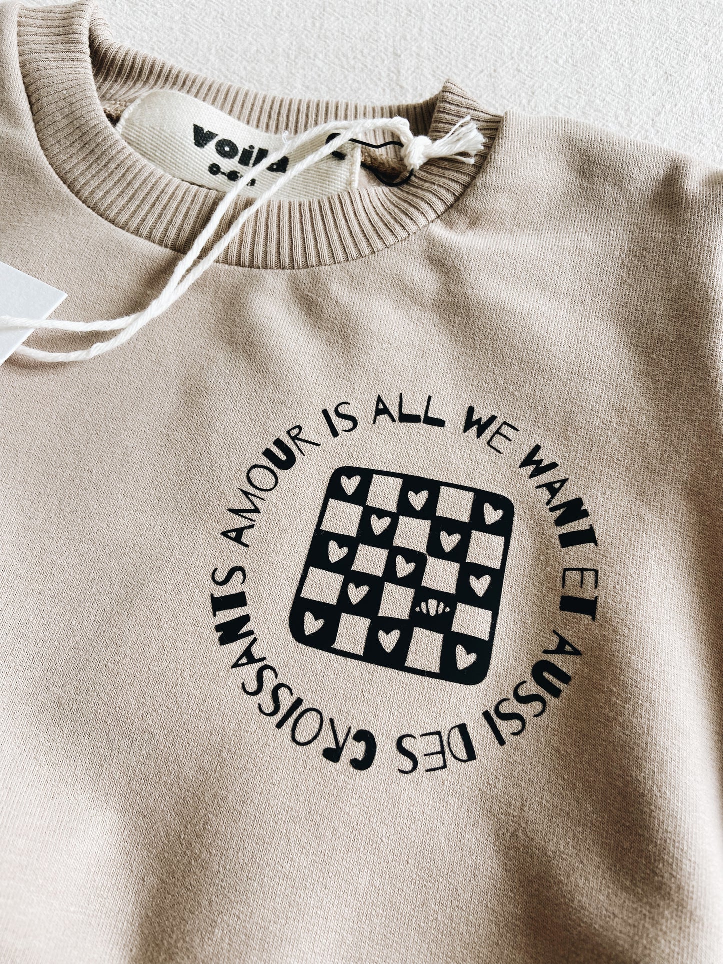 Cream Organic Cotton Sweatshirt "Future Surfer Biarritz"