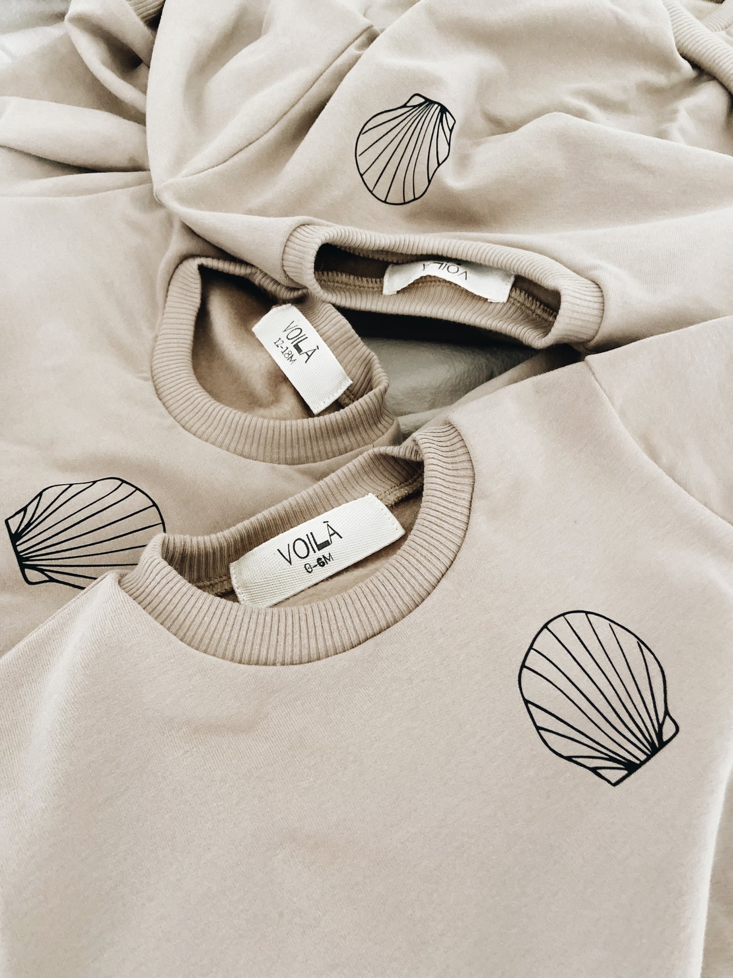 Sweat Beige Coton Bio "Coquillage"