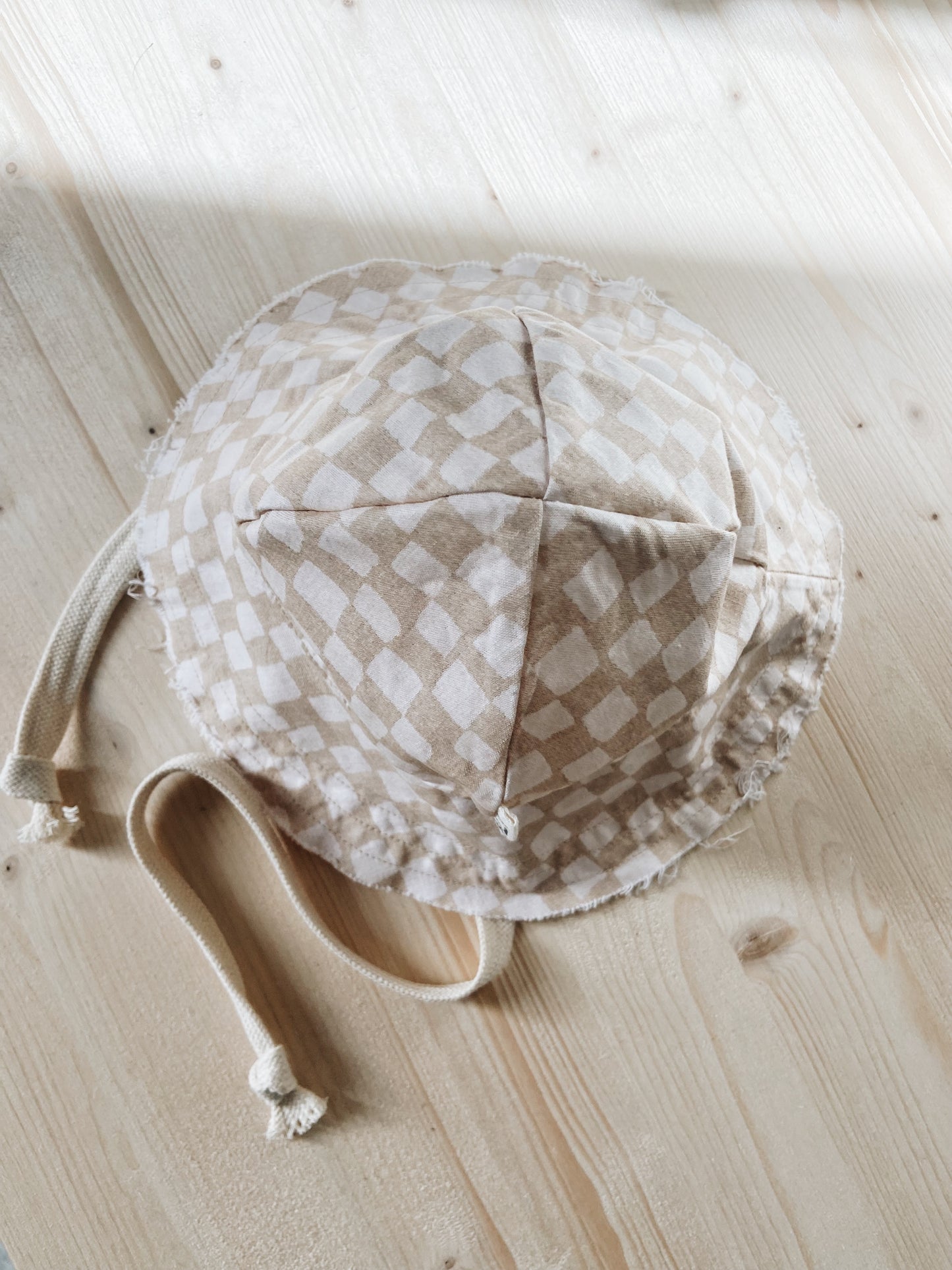 Organic Cotton Beige Checkerboard Hat