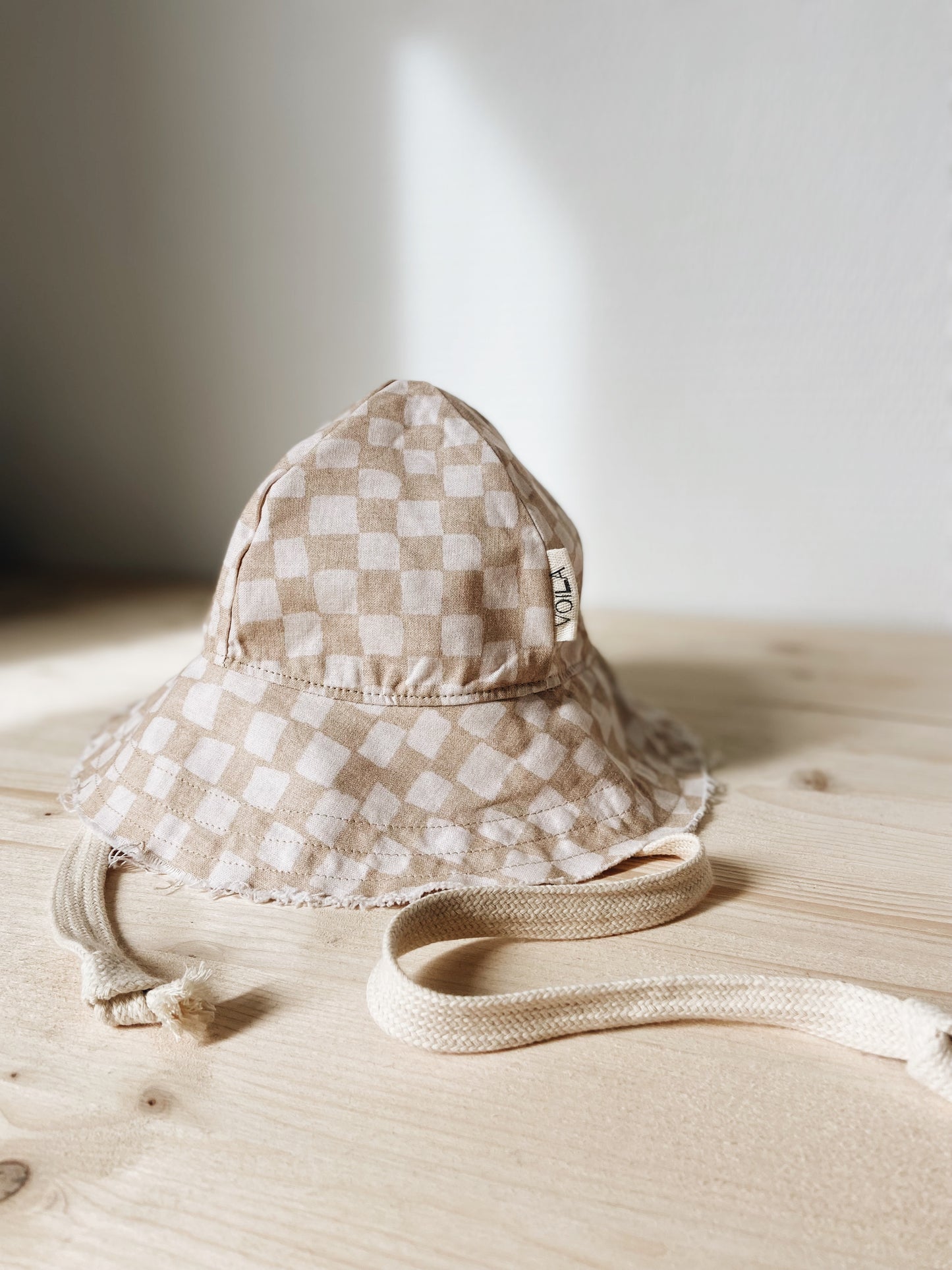 Organic Cotton Beige Checkerboard Hat