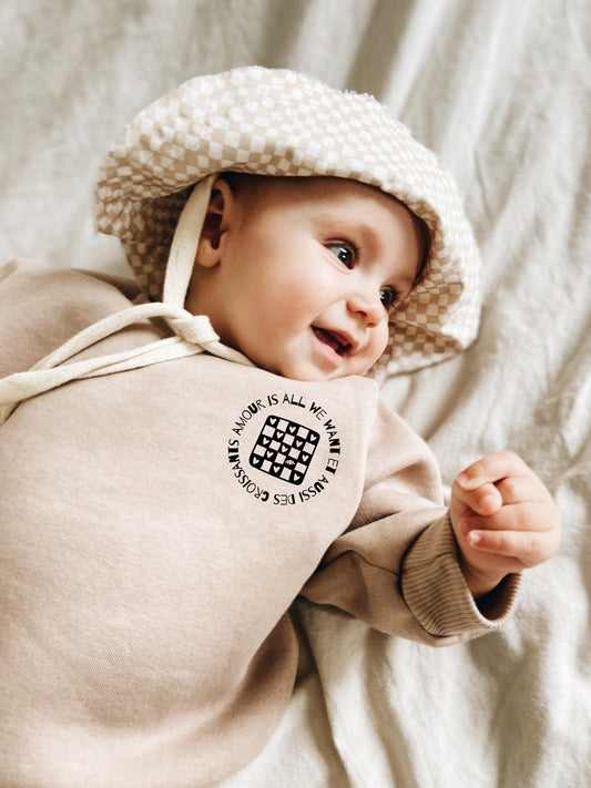 Cream Organic Cotton Sweatshirt "Future Surfer Biarritz"